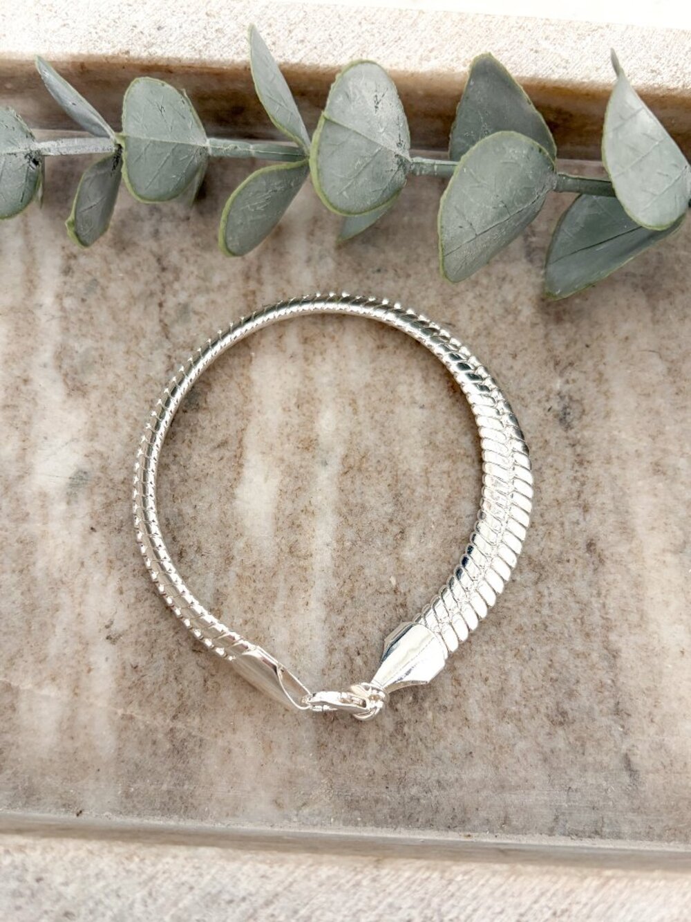 925 Sterling Silver Snakechain Bracelet 10 mm Flat Snake Chain Bracelet
